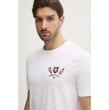 Pánské tričko Bavlněné tričko Tommy Hilfiger bílá barva, s aplikací, MW0MW38612 00X, vel. L