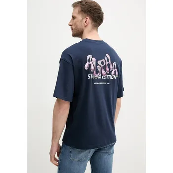 Pánské tričko Bavlněné tričko Alpha Industries Studio Edition BP T tmavomodrá barva, s aplikací, 156553 59X, vel. M