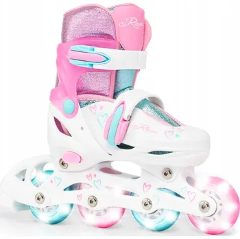 Kolečkové brusle Dětské kolečkové inline brusle Raven Loret Glitter White/Mint/Pink svítící kola LED Velikost bruslí: EU 30-33