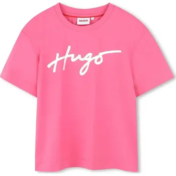 Chlapecké tričko Dětské bavlněné tričko HUGO G00390.162.174 růžová 42X, vel. 162