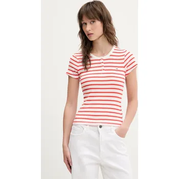 Pánské tričko Bavlněné tričko Tommy Jeans červená barva, DW0DW19502 33A, vel. XS