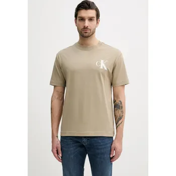 Bavlněné tričko Calvin Klein Jeans J30J327475 béžová 80X, vel. M