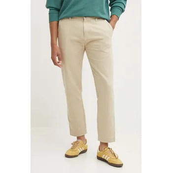 Pánské kalhoty Bavlněné kalhoty HUGO béžová barva, jednoduché, 50525176 80X, vel. 32/34
