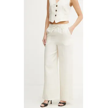 Dámské kalhoty Lněné kalhoty Marella Emme by Marella dámské, béžová barva, široké, high waist, 2515131072200 01X, vel. 38