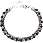 Ocelový náramek s achátem 43085.3 černý