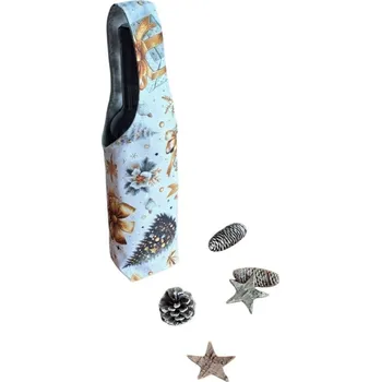 Dárková taška Dárková textilní taška na lahev - Vánoce - bílá