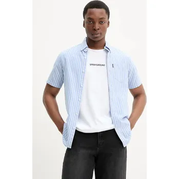 Pánská košile Bavlněná košile Superdry modrá barva, regular, s límečkem button-down, M4010944A-D9J M4010944A.D9J 05X, vel. S