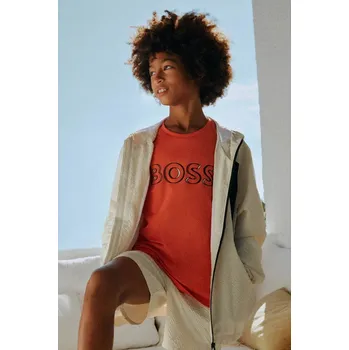 Chlapecké tričko Dětské bavlněné tričko BOSS oranžová barva, s potiskem, J52034 J52034.102.108 22X, vel. 102