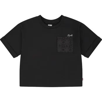 Dívčí tričko Dětské tričko Levi's ROLL CUFF MEET AND GREET T 4EM166 černá 99X, vel. 152