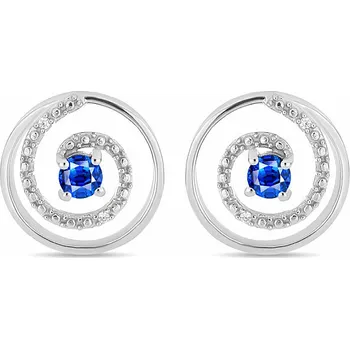 Náušnice Náušnice stříbrné s broušenými modrými safíry a zirkony Ag 925 020614 SAF 1,5 cm, 3,2 g