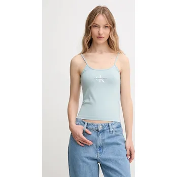 Top Calvin Klein Jeans dámský, tyrkysová barva, J20J223105 06X, vel. XS