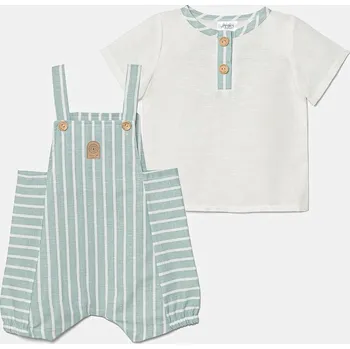 Kojenecké oblečení Dětská lněná sada Jamiks PINAT II tyrkysová barva, JLH189 PINAT.II.l.Kom.JLH189.K 65X, vel. 74