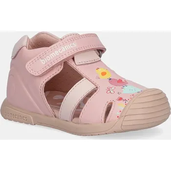Dívčí sandály Dětské kožené sandály Biomecanics růžová barva, 252106 03X, EUR 18