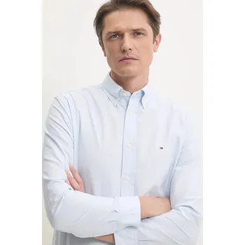 Pánská košile Bavlněná košile Tommy Hilfiger modrá barva, regular, s límečkem button-down, MW0MW37571 50X, vel. S
