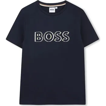Chlapecké oblečení Dětské bavlněné tričko BOSS tmavomodrá barva, s potiskem, J52034 J52034.162.174 59X, vel. 162