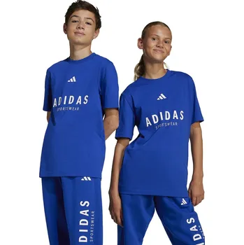 Dětská móda Dětské bavlněné tričko adidas JC7615 modrá 57X, vel. 176