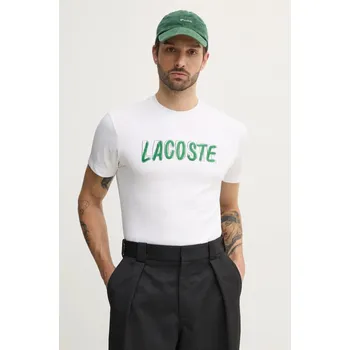 Pánské tričko Tričko Lacoste béžová barva, s potiskem, TH8916 01X, vel. L