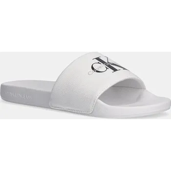 Pánské pantofle Pantofle Calvin Klein Jeans SLIDE MONOGRAM pánské, bílá barva, YM0YM01271 00A, EUR 40