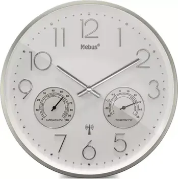 Hodiny Mebus 12989 - Rádiem řízené nástěnné hodiny s teploměrem a vlhkoměrem (12989)