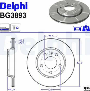 Brzdový kotouč Brzdový kotouč DELPHI BG3893