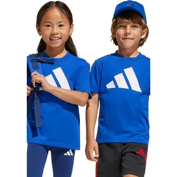 Chlapecké tričko Dětské bavlněné tričko adidas modrá barva, s potiskem, JC9717 57X, vel. 128