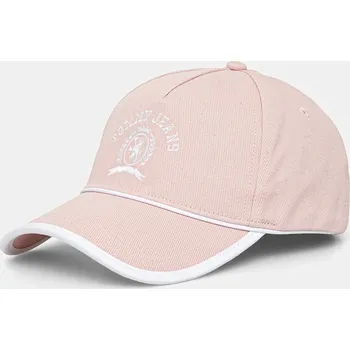 Čepice Bavlněná baseballová čepice Tommy Jeans růžová barva, s aplikací, AW0AW17315 03X, vel. ONE SIZE