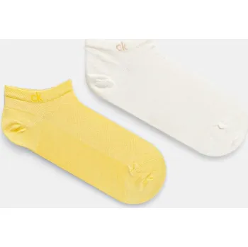 Dámské ponožky Ponožky Calvin Klein 2-pack dámské, žlutá barva, 701231383 11X, vel. ONE SIZE