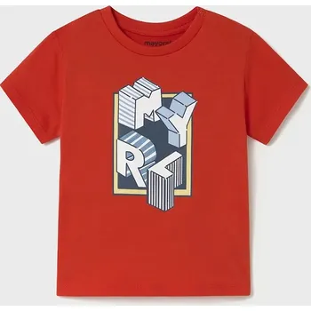 Chlapecké tričko Dětské bavlněné tričko Mayoral červená barva, s potiskem, 106 106.3E.Baby.PPYA 33X, vel. 74