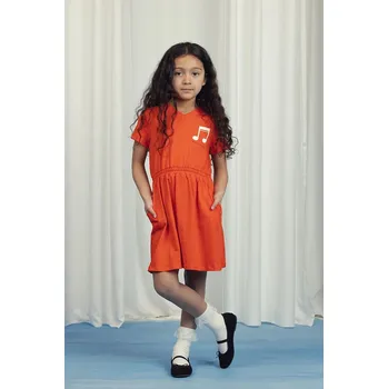 Dámské oblečení Dětské bavlněné šaty Mini Rodini Note 2525012142 oranžová 23X, vel. 80-86