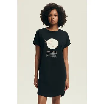 Dámské noční prádlo Bavlněná dámská košilka Dairoku Japanese - černá - XL