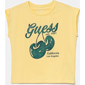 Dívčí tričko Dětské tričko Guess žlutá barva, J5GI00 K6YW4 J5GI00.K6YW4.PPYA 17X, vel. 147-157