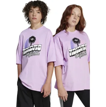 Dětské bavlněné tričko adidas Originals fialová barva, s potiskem, JD0372 40X, vel. 128