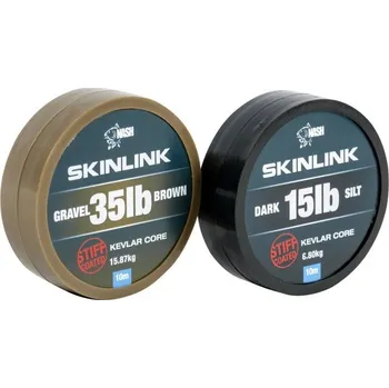 Nash Návazcová Šňůrka potahovaná SkinLink Stiff 10 m Silt Tmavá-Průměr 35 lb / Nosnost 15,87 kg