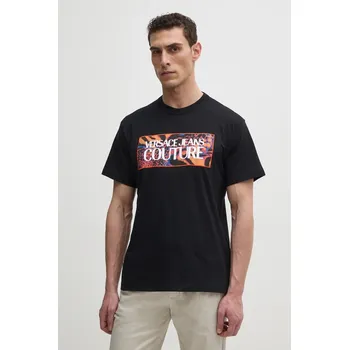 Pánské tričko Bavlněné tričko Versace Jeans Couture černá barva, s potiskem, 78GAHE04 CJ00E 78GAHE04.CJ00E 99X, vel. M