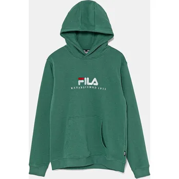 Chlapecká mikina Dětská mikina Fila LODDIN zelená barva, s kapucí, s potiskem, FAT0624 76X, vel. 170-176