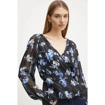 Dámská mikina Halenka Guess dámská, černá barva, vzorovaná, W5RH19 WGWV2 W5RH19.WGWV2 99X, vel. L