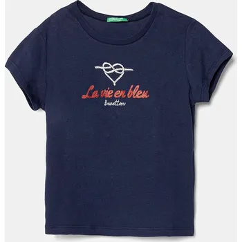 Dětské bavlněné tričko United Colors of Benetton 3I1XG10J2.P.Seasonal námořnická modř 59X, vel. 116