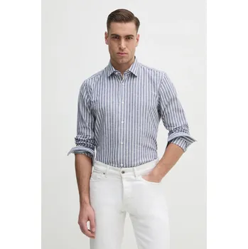 Pánská košile Košile s příměsí lnu Joop! pánská, šedá barva, regular, s klasickým límcem, 30046046 90X, vel. 41