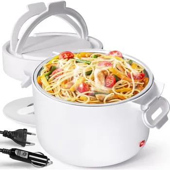 Svačinový box Apritsce Trading Kft. Elektrický obědový box Ohřívač jídla 3v1 (12 V/24 V/220 V) s vidličkou 80 W Bílá