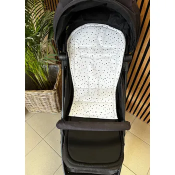 Podložka do sportovního kočárku - černý puntík s pudrovou vaflí