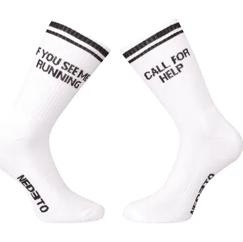 Pánské ponožky Ponožky Nedeto sportovní vysoké Running bílé (1NOBT4) XL Možnost vrácení zboží ZDARMA do 120 dnů!