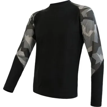 Triko Sensor Merino Impress pánské dlouhý černá camo XL