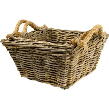 Koš s ratanovým uchem, 43x29x42|34x24x33cm, šedá, (balení obsahuje 2 kusy!)|Ego Dekor Indonesian Ratan