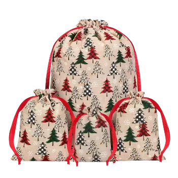 Vánoční dekorace Stahovací sáček - s vánočními stromky (více rozměrů), Rozměr: 13 x 18 cm