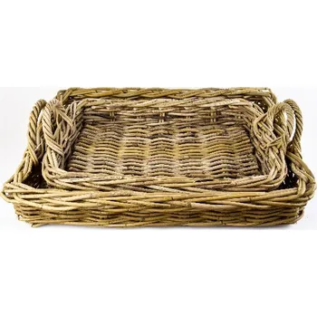 Podnos ROTAN, 61x19x50|50x15x35cm, šedá,(balení obsahuje 2 kusy!)|Ego Dekor Indonesian Ratan