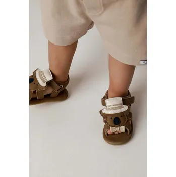 Dětská móda Dětské kožené sandály Donsje Stelloux Sandals Groom 1041302 hnědá 84X, EUR 17/18