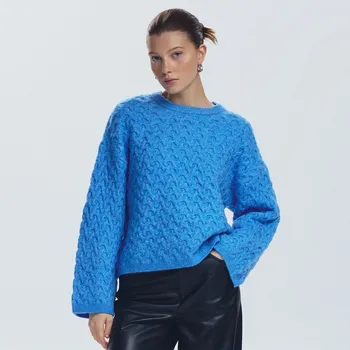 Dámský svetr Reserved - Strukturovaný svetr - světle modrá - 287GP-50M - 287GP-50M-L