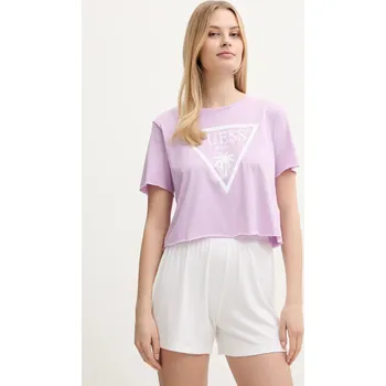 Bavlněné tričko Guess fialová barva E02I01.JA914 04X, vel. L