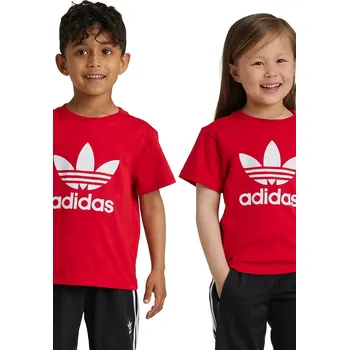 Dětské bavlněné tričko adidas Originals TREFOIL TEE červená barva, s potiskem, IY2387 33X, vel. 104