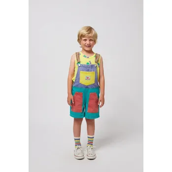 Dětské džínové lacláče Bobo Choses Smiling 125AC097 tyrkysová 66X, vel. 135/148